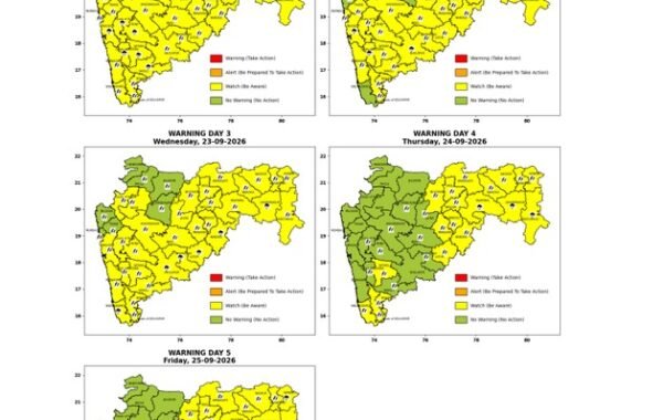 २५ सप्टेंबरपर्यंत राज्यातील विविध जिल्ह्यांना यलो अलर्ट